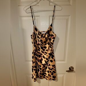 Leopard Print Silk-Like Mini Dress